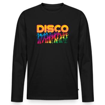 Musique disco - T-shirt manches longues Premium bio Homme - noir - Devant - Nico (187cm)