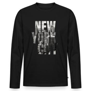 New York City Manhattan skyline - Men's Premium Organic Long Sleeve Shirt - black - Front - Nico (187cm)