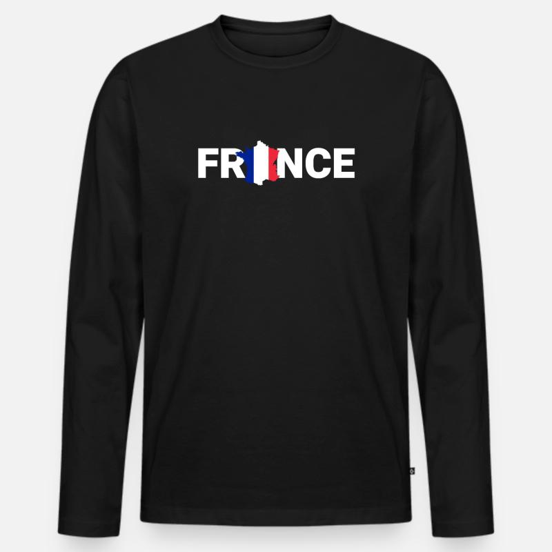 Frankreich - Männer Premium Bio Langarmshirt - Schwarz