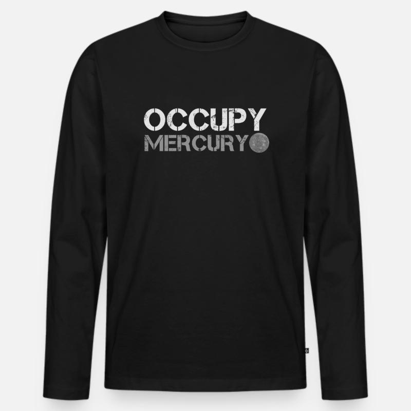 Occupy Merkur - Männer Premium Bio Langarmshirt - Schwarz