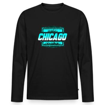 Chicago - Men's Premium Organic Long Sleeve Shirt - black - Front - Nico (187cm)