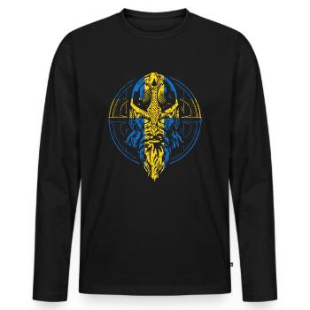 Schwedischer Wikinger - Männer Premium Bio Langarmshirt - Schwarz - Vorne - Nico (187cm)
