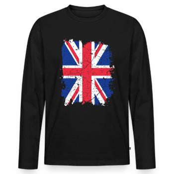 Flagge UK Grossbritannien - Männer Premium Bio Langarmshirt - Schwarz - Vorne - Nico (187cm)