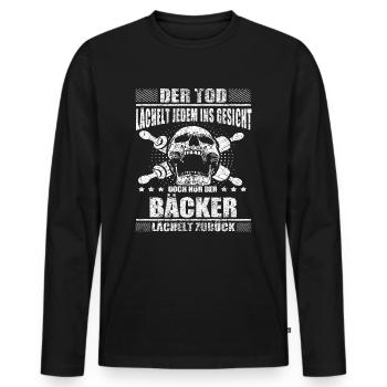 Lustiger Spruch für Bäcker - Männer Premium Bio Langarmshirt - Schwarz - Vorne - Nico (187cm)