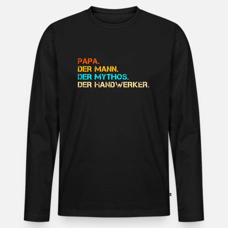 Handwerker Papa - Männer Premium Bio Langarmshirt - Schwarz