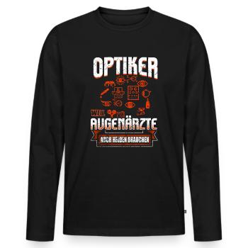 Optiker - Männer Premium Bio Langarmshirt - Schwarz - Vorne - Nico (187cm)