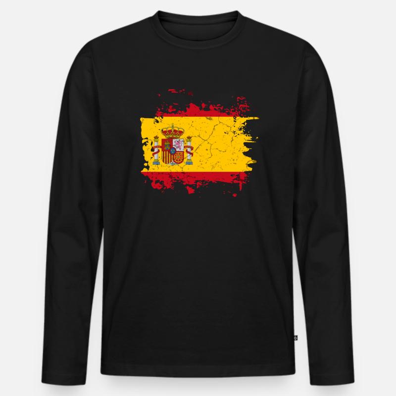 Spanien Flagge - Männer Premium Bio Langarmshirt - Schwarz