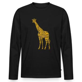 Girafe tatouage tribal maori - T-shirt manches longues Premium bio Homme - noir - Devant - Nico (187cm)