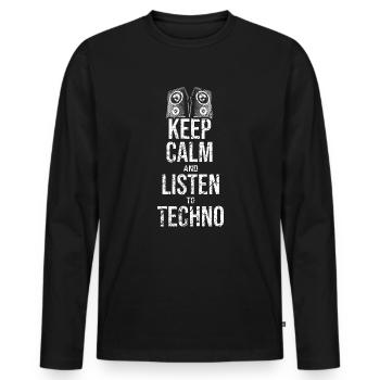 Techno - T-shirt manches longues Premium bio Homme - noir - Devant - Nico (187cm)
