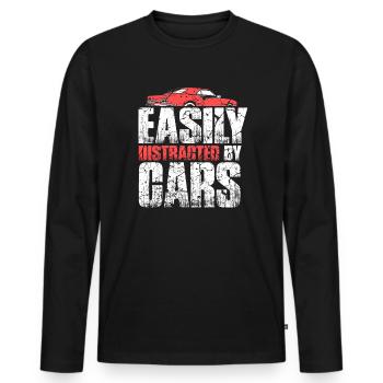 Easily distract from cars - Men's Premium Organic Long Sleeve Shirt - black - Front - Nico (187cm)
