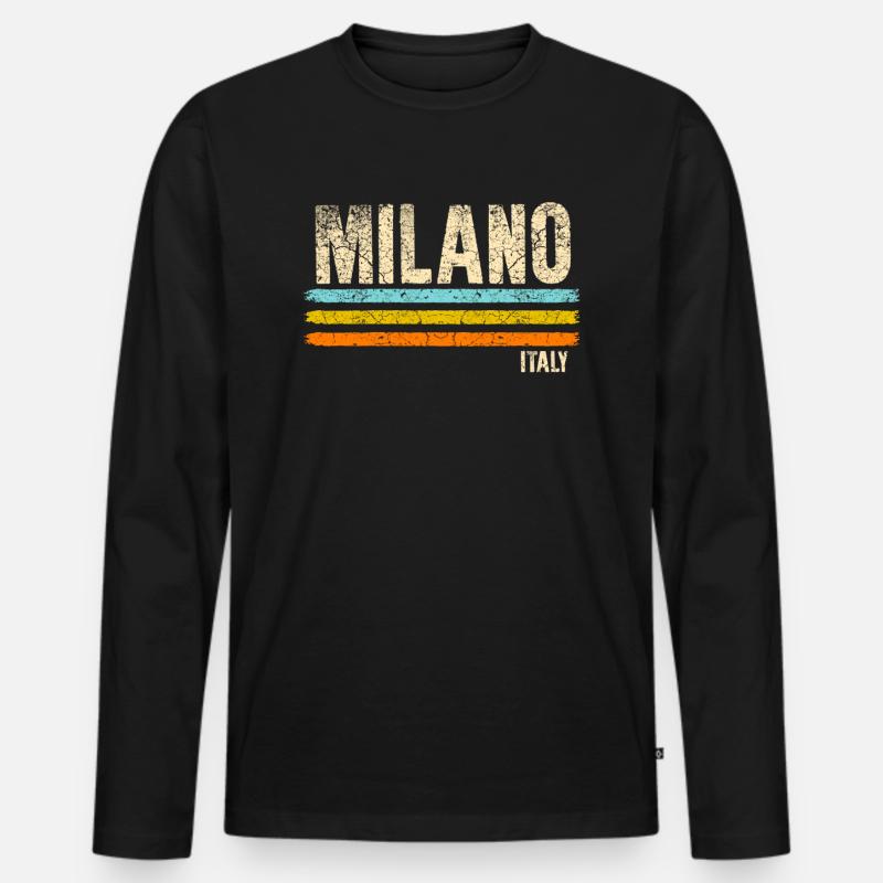 Mailand - Männer Premium Bio Langarmshirt - Schwarz