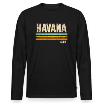 Havana Cuba - Men's Premium Organic Long Sleeve Shirt - black - Front - Nico (187cm)