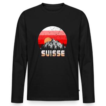 Suisse Suisse - T-shirt manches longues Premium bio Homme - noir - Devant - Nico (187cm)