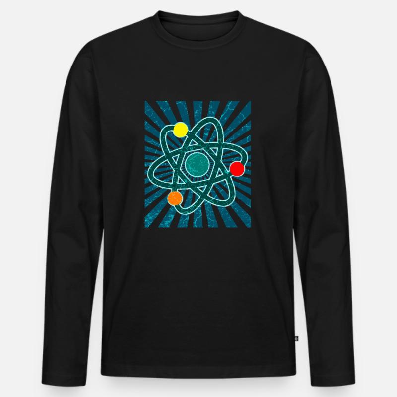 Atom - Männer Premium Bio Langarmshirt - Schwarz