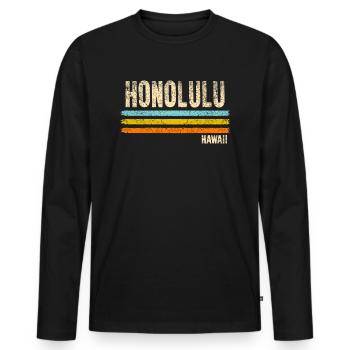 Honolulu Hawaii - Männer Premium Bio Langarmshirt - Schwarz - Vorne - Nico (187cm)