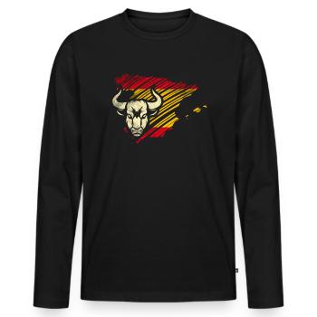 Spanien - Männer Premium Bio Langarmshirt - Schwarz - Vorne - Nico (187cm)