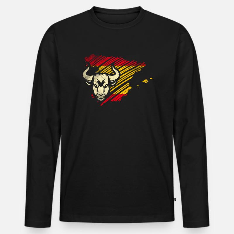 Spanien - Männer Premium Bio Langarmshirt - Schwarz