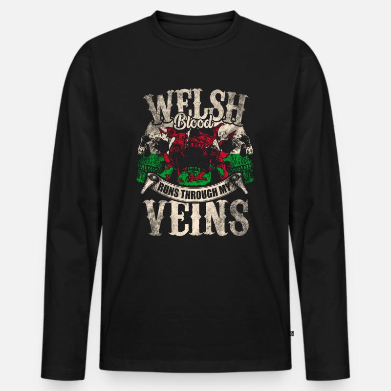 Wales - Männer Premium Bio Langarmshirt - Schwarz