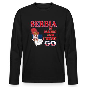 Serbia - Men's Premium Organic Long Sleeve Shirt - black - Front - Nico (187cm)