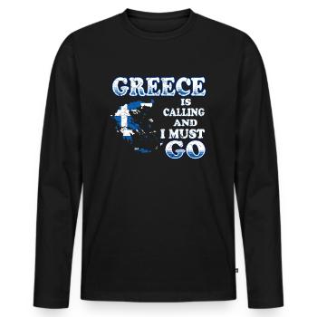 Grèce - T-shirt manches longues Premium bio Homme - noir - Devant - Nico (187cm)