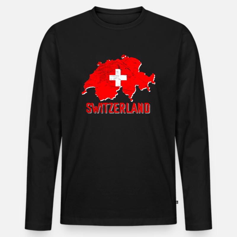 Schweiz - Männer Premium Bio Langarmshirt - Schwarz