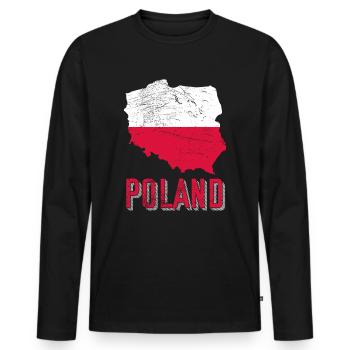 Pologne - T-shirt manches longues Premium bio Homme - noir - Devant - Nico (187cm)