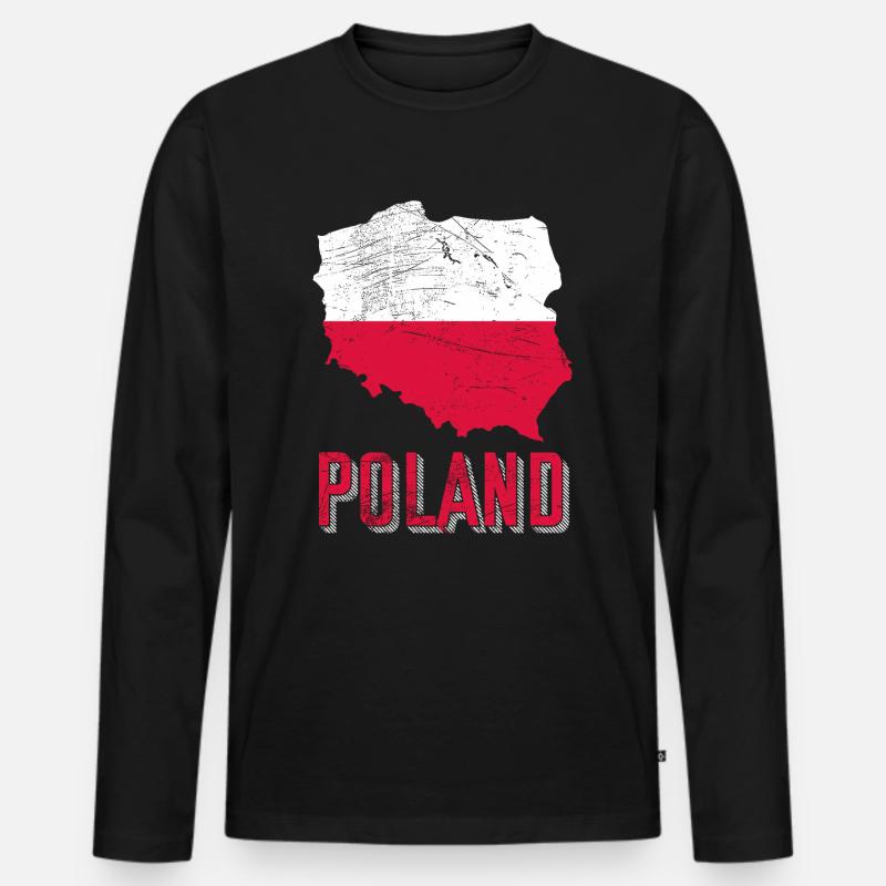 Polen - Männer Premium Bio Langarmshirt - Schwarz