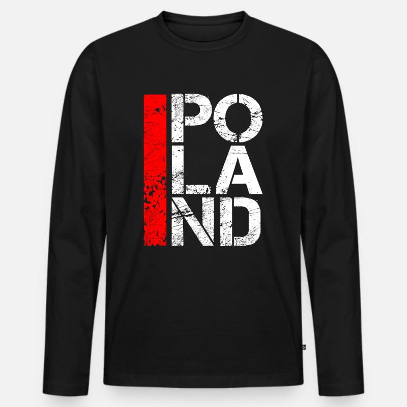 Polen - Männer Premium Bio Langarmshirt - Schwarz