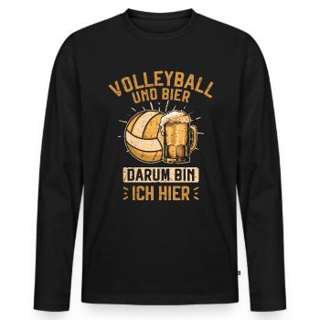 Volleyball und Bier Darum Bin Ich Hier - Männer Premium Bio Langarmshirt - Schwarz - Vorne - Nico (187cm)