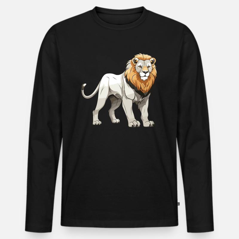Löwe Tier - Männer Premium Bio Langarmshirt - Schwarz