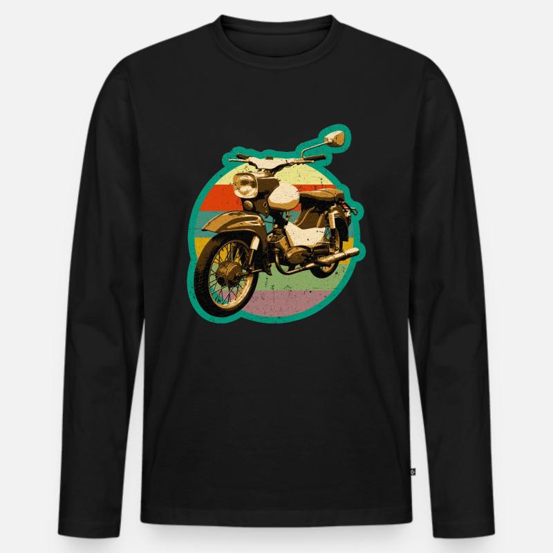 Simmi Star SR4-2 DDR Moped im Retro used look - Männer Premium Bio Langarmshirt - Schwarz