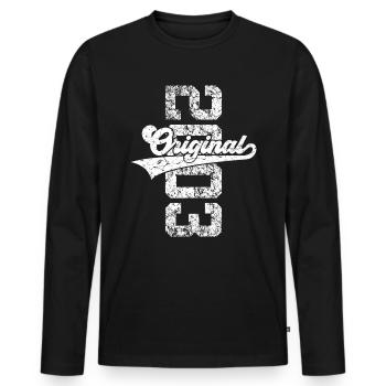 23E ANNIVERSAIRE ORIGINAL 2003 - T-shirt manches longues Premium bio Homme - noir - Devant - Nico (187cm)