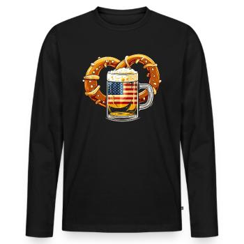 Beer American Origins German - Men's Premium Organic Long Sleeve Shirt - black - Front - Nico (187cm)