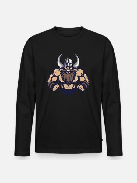 Viking Muscles Bodybuilding - Men's Premium Organic Long Sleeve Shirt - black