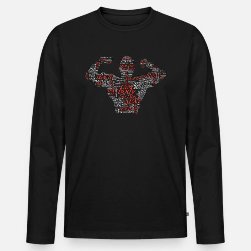 Gym Typografie - Männer Premium Bio Langarmshirt - Schwarz