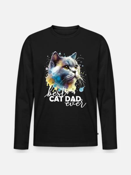 Best Cat Dad Ever - Men's Premium Organic Long Sleeve Shirt - black