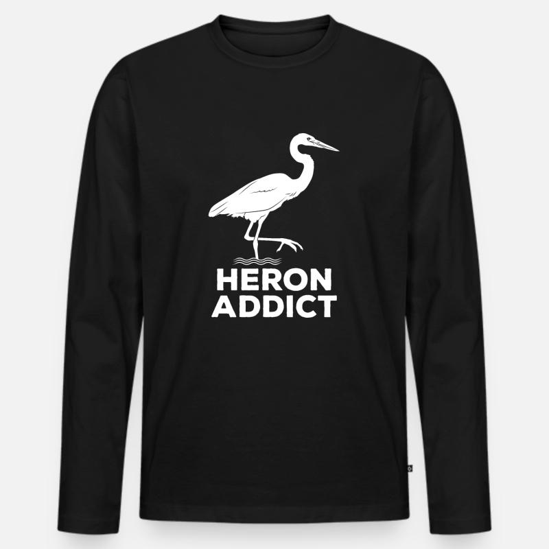 Heron Addict - Vogelbeobachtung - Männer Premium Bio Langarmshirt - Schwarz