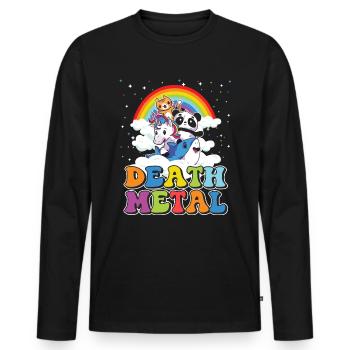 Funny Death Metal Animals Cute Unicorn Rainbow - Men's Premium Organic Long Sleeve Shirt - black - Front - Nico (187cm)