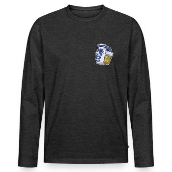 Ebbelwoi Drôle logo Eppler Cidre Francfort - T-shirt manches longues Premium bio Homme - anthracite chiné - Devant - Nico (187cm)