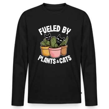 Pflanzen Katzen Liebhaber Geschenk Gärtner - T-shirt manches longues Premium bio Homme - noir - Devant - Nico (187cm)