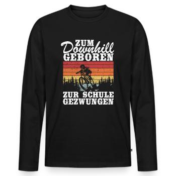 Downhill Kinder Spruch Schule Mountainbiker MTB - Männer Premium Bio Langarmshirt - Schwarz - Vorne - Nico (187cm)