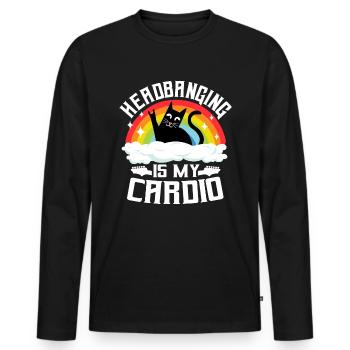 Heavy Metal Katzen Lustig Headbanging Katze - Männer Premium Bio Langarmshirt - Schwarz - Vorne - Nico (187cm)