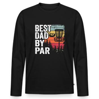 Best Dad By Par Disc Golf Daddy Gift Disc Golfer - Men's Premium Organic Long Sleeve Shirt - black - Front - Nico (187cm)