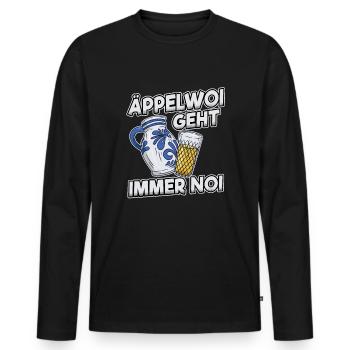 Apfelwein Äppler Geschenk Frankfurt Ebbelwoi Viez - Männer Premium Bio Langarmshirt - Schwarz - Vorne - Nico (187cm)