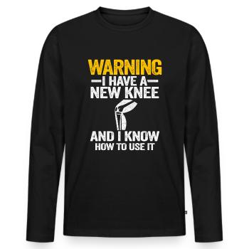 Méniscus genou chirurgical chirurgie cadeau de guérison genou - T-shirt manches longues Premium bio Homme - noir - Devant - Nico (187cm)