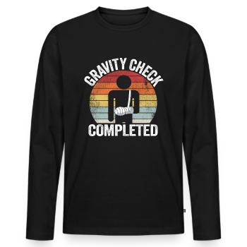 Broken Arm Gravity Check Completed Get Well Soon - Men's Premium Organic Long Sleeve Shirt - black - Front - Nico (187cm)