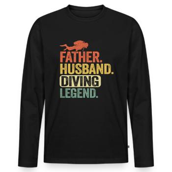 Father Husband Diving Legend Scuba Diving Dad Gift - Men's Premium Organic Long Sleeve Shirt - black - Front - Nico (187cm)