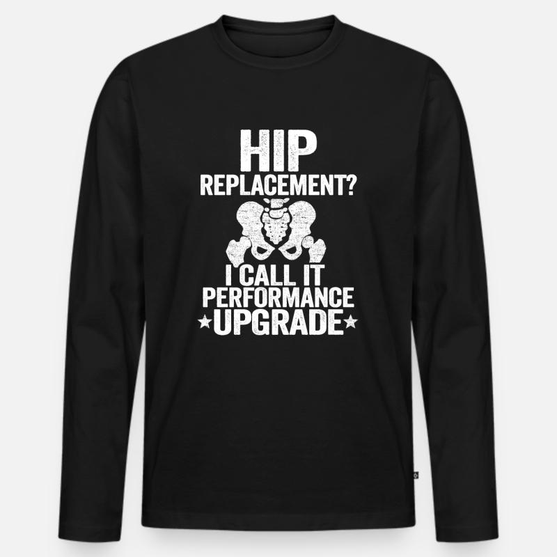 Hüft OP Operation Genesung Neue Hüfte Geschenk - Männer Premium Bio Langarmshirt - Schwarz