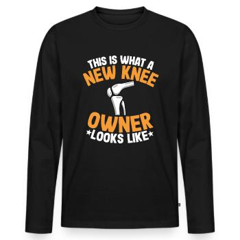 Chirurgie du genou cadeau de récupération chirurgie du ménisque - T-shirt manches longues Premium bio Homme - noir - Devant - Nico (187cm)