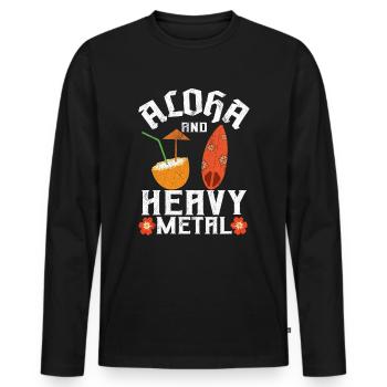 Aloha And Heavy Metal Funny Death Metal - Men's Premium Organic Long Sleeve Shirt - black - Front - Nico (187cm)
